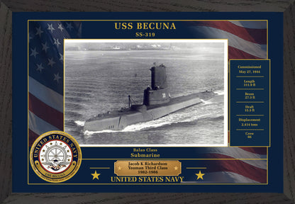 USS Becuna SS-319 Framed Patriotic Photo