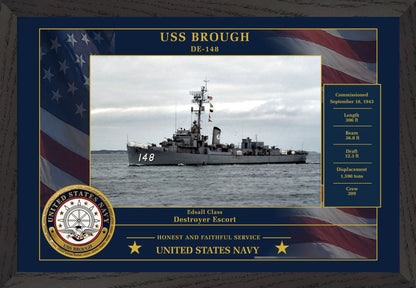 USS Brough DE-148 Framed Patriotic Photo
