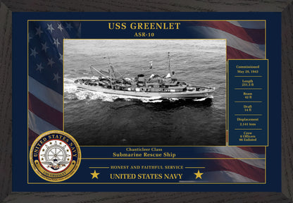 USS Greenlet ASR-10 Framed Patriotic Photo