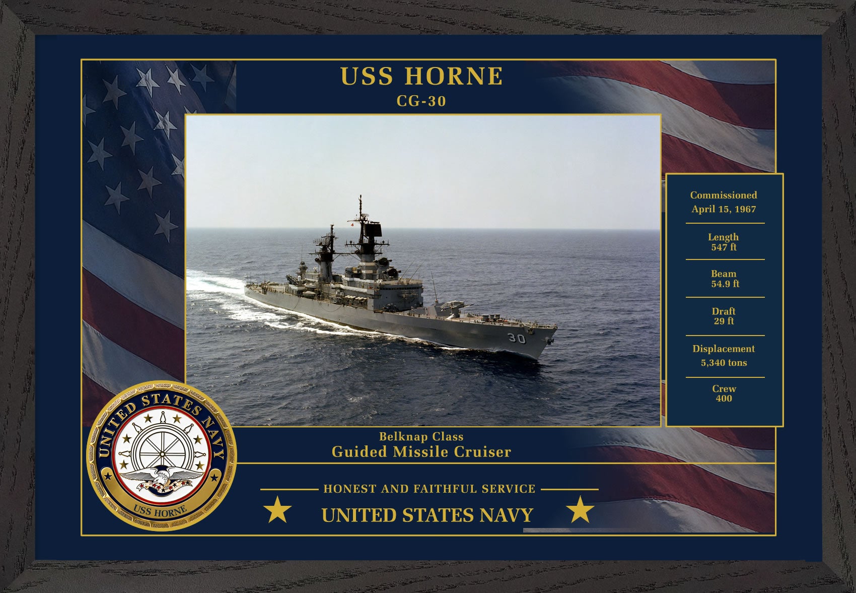 USS Horne CG-30 Framed Patriotic Photo