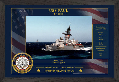 USS Paul FF-1080 Framed Patriotic Photo