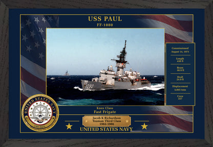 USS Paul FF-1080 Framed Patriotic Photo