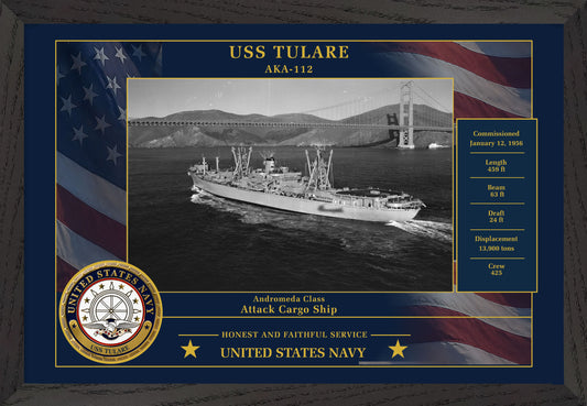 USS Tulare AKA-112 Framed Patriotic Photo