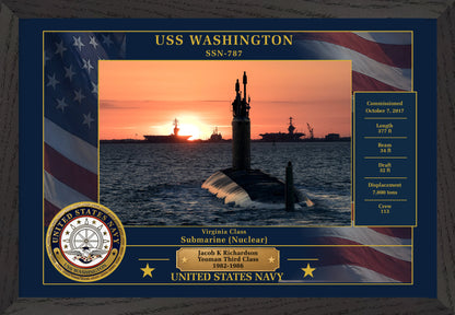 USS Washington SSN-787 Framed Patriotic Photo