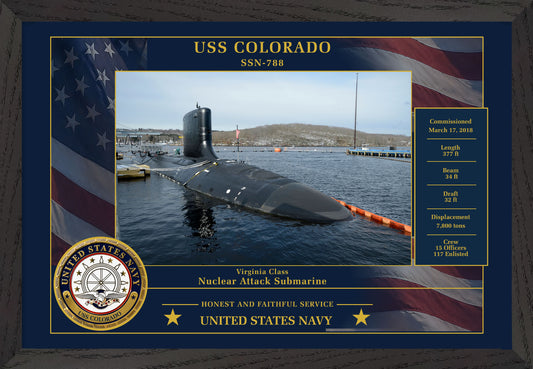 USS Colorado SSN-788 Framed Patriotic Photo