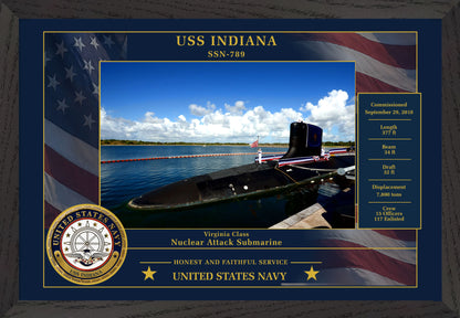 USS Indiana SSN-789 Framed Patriotic Photo