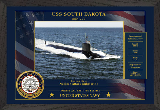 USS South Dakota SSN-790 Framed Patriotic Photo