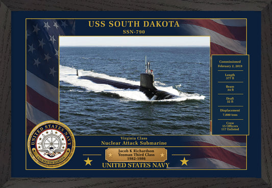 USS South Dakota SSN-790 Framed Patriotic Photo