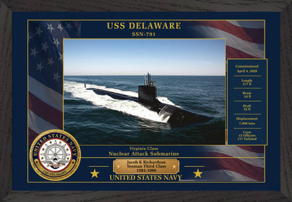 USS Delaware SSN-791 Framed Patriotic Photo