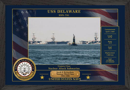 USS Delaware SSN-791 Framed Patriotic Photo