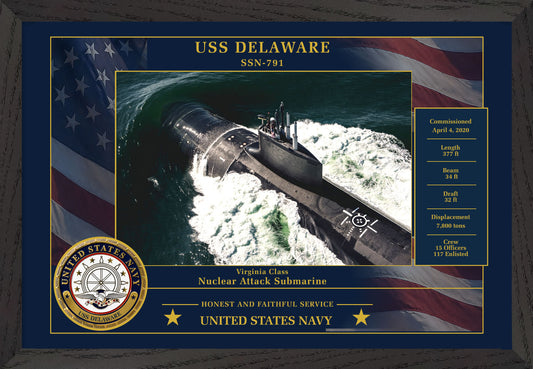 USS Delaware SSN-791 Framed Patriotic Photo