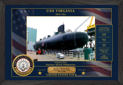 USS Virginia SSN-792 Framed Patriotic Photo