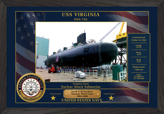 USS Virginia SSN-792 Framed Patriotic Photo
