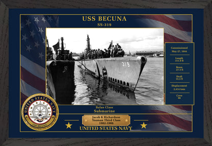 USS Becuna SS-319 Framed Patriotic Photo