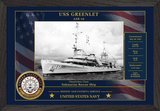 USS Greenlet ASR-10 Framed Patriotic Photo