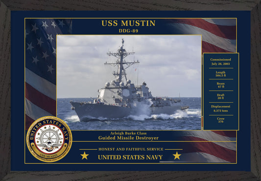 USS Mustin DDG-89 Framed Patriotic Photo