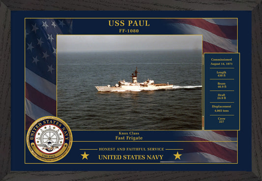 USS Paul FF-1080 Framed Patriotic Photo
