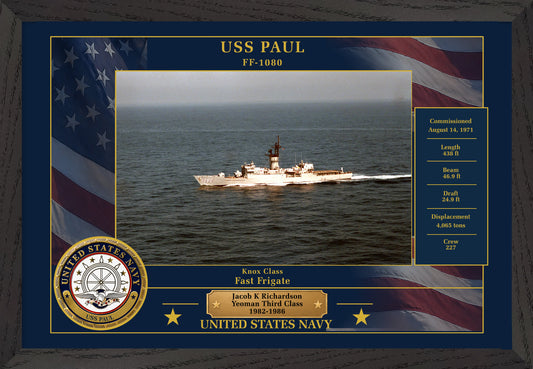 USS Paul FF-1080 Framed Patriotic Photo