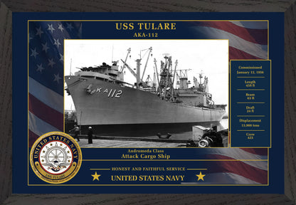 USS Tulare AKA-112 Framed Patriotic Photo