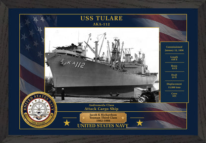 USS Tulare AKA-112 Framed Patriotic Photo