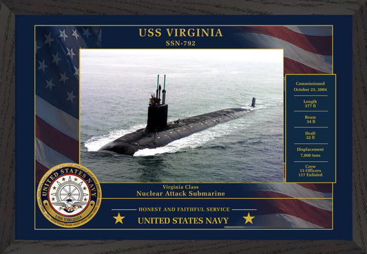 USS Virginia SSN-792 Framed Patriotic Photo