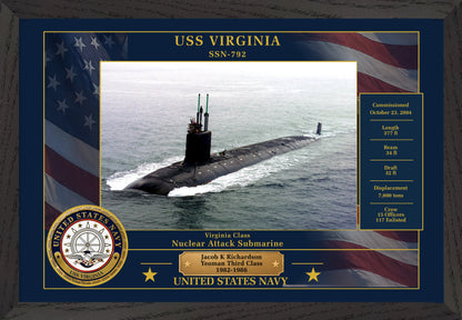 USS Virginia SSN-792 Framed Patriotic Photo