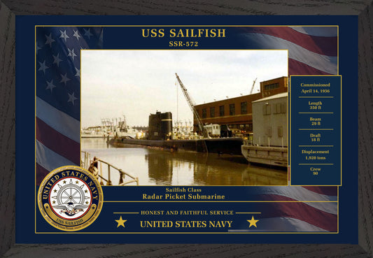 USS Sailfish SSR-572 Framed Patriotic Photo