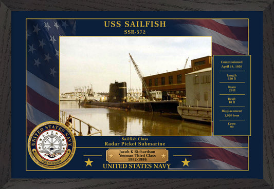 USS Sailfish SSR-572 Framed Patriotic Photo