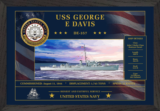 USS George E Davis DE-357 Framed Patriotic Art