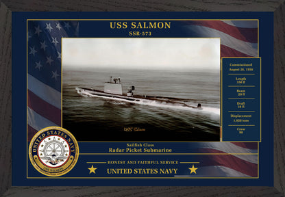 USS Salmon SSR-573 Framed Patriotic Photo