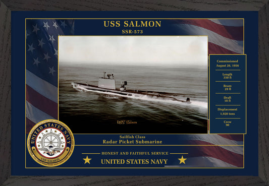 USS Salmon SSR-573 Framed Patriotic Photo