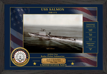 USS Salmon SSR-573 Framed Patriotic Photo