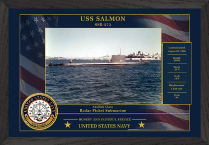USS Salmon SSR-573 Framed Patriotic Photo