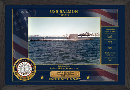 USS Salmon SSR-573 Framed Patriotic Photo