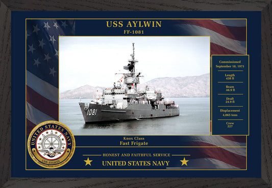 USS Aylwin FF-1081 Framed Patriotic Photo