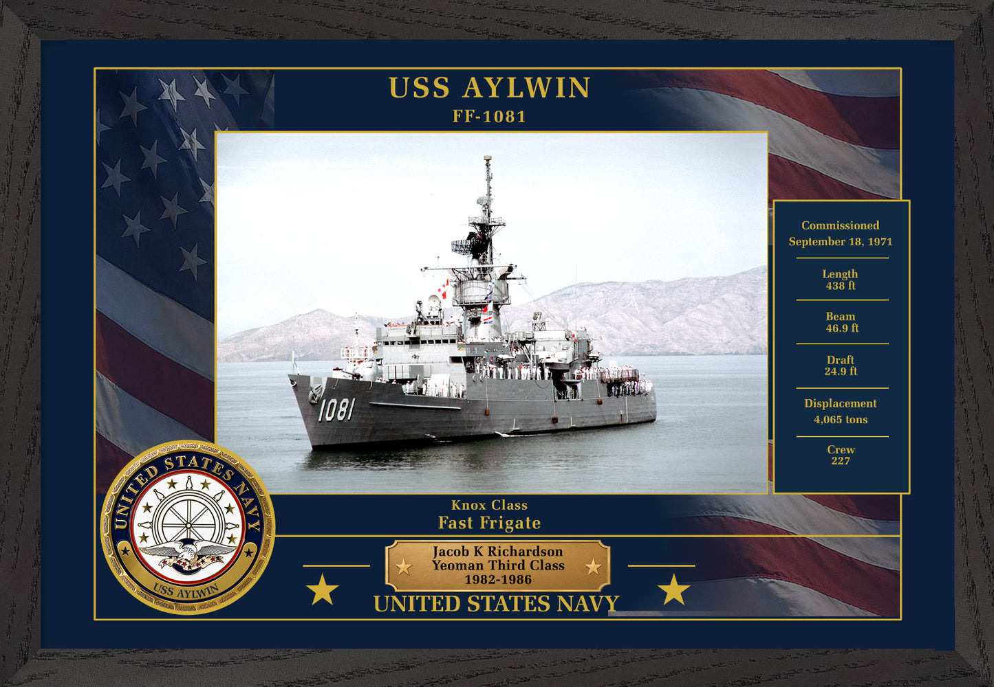 USS Aylwin FF-1081 Framed Patriotic Photo