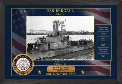 USS Bergall SS-320 Framed Patriotic Photo