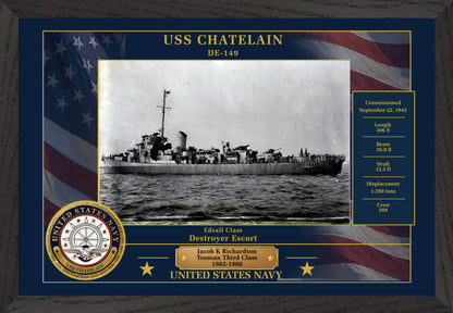 USS Chatelain DE-149 Framed Patriotic Photo