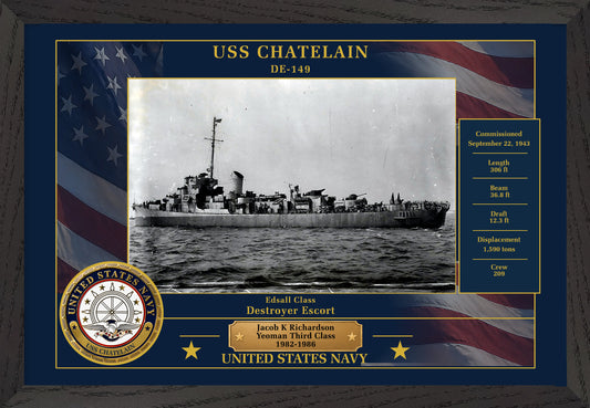 USS Chatelain DE-149 Framed Patriotic Photo