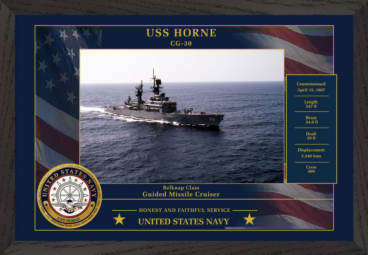 USS Horne CG-30 Framed Patriotic Photo