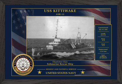 USS Kittiwake ASR-13 Framed Patriotic Photo