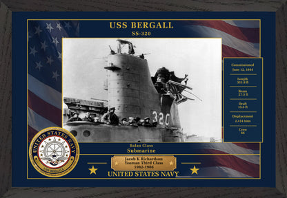 USS Bergall SS-320 Framed Patriotic Photo