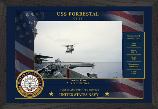 USS Forrestal CV-59 Framed Patriotic Photo