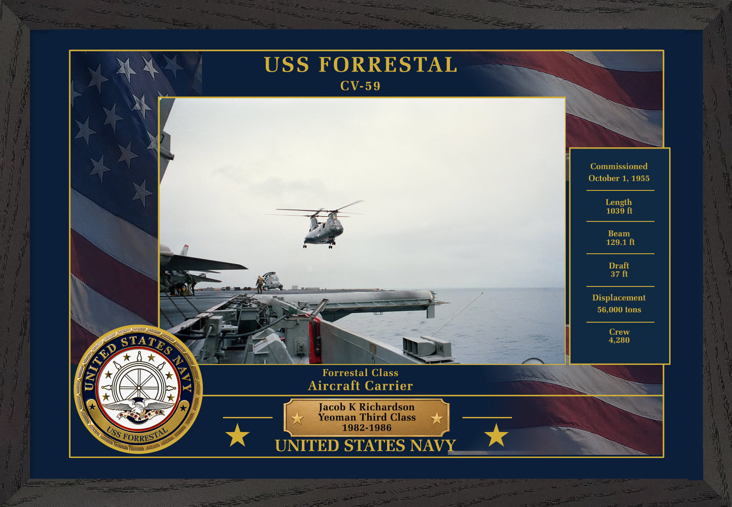 USS Forrestal CV-59 Framed Patriotic Photo