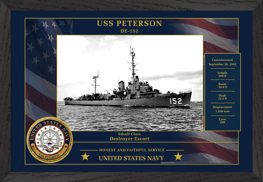 USS Peterson DE-152 Framed Patriotic Photo