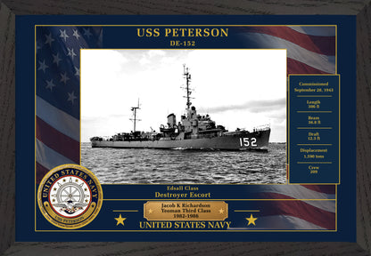 USS Peterson DE-152 Framed Patriotic Photo