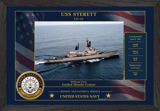 USS Sterett CG-31 Framed Patriotic Photo