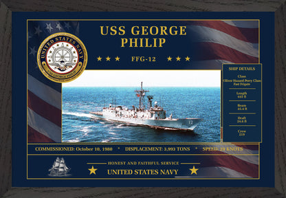 USS George Philip FFG-12 Framed Patriotic Art
