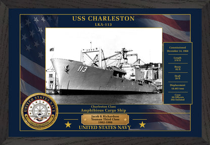USS Charleston LKA-113 Framed Patriotic Photo