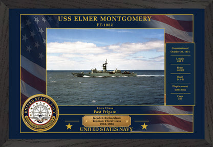 USS Elmer Montgomery FF-1082 Framed Patriotic Photo